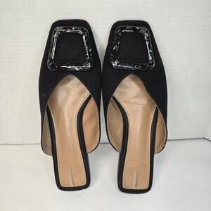 SAM EDELMAN LAVINA MULE LINEN BUCKLE FLATS, SIZE 9